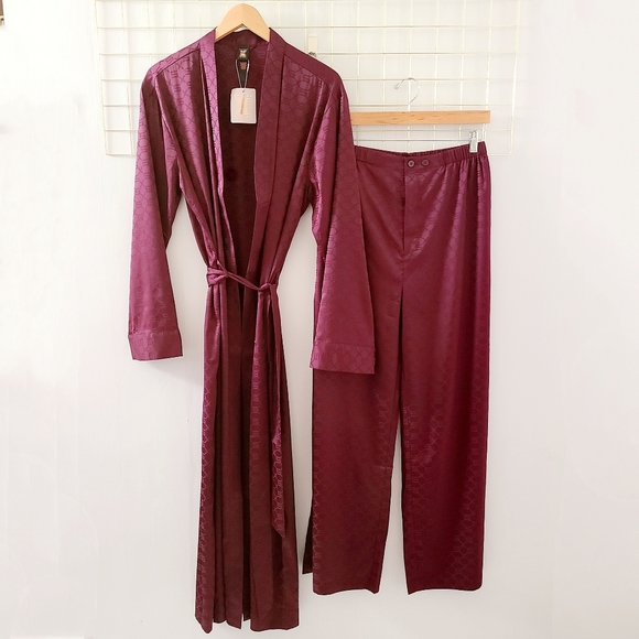 Savage X Fenty Other - NWT Savage X Fenty Smoking Jacket Satin Pants Monogram Lounge Set